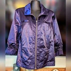 Satin look Chico's jacket. Size 3. Zip front